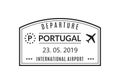 Portugal passport stamp. Visa stamp for travel. International airport grunge sign. Immigration, arrival and departure symbol.